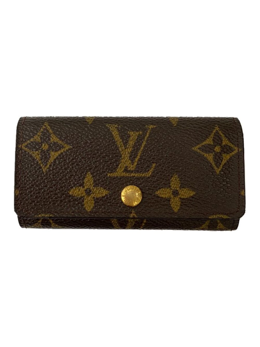 LOUIS VUITTON Key Case Wallet Leather Brown All over
